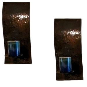 Huge Sparkling Dark Brown Decor Crackle Glass Wall Mount Votive Candle Holders